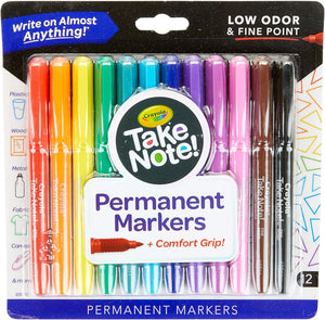 Crayola Take Note Fine Tip Permanent Markers Pack of 12 586539