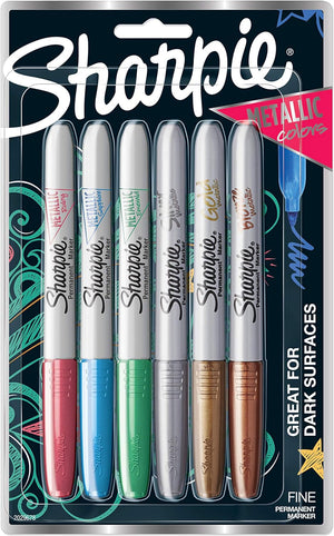 Sharpie Metallic Fine Point Permanent Markers Pack of 6 (2029678)