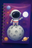 Astronaut Planet Gold Foiled Spiral Notebook 3D - Journal A6