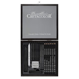 CretacolorWoodenBlackBoxCharcoalandDrawingSetof20