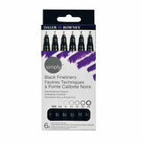 DalerRowneySimplyBlackFinelinerPenSetof6Pcs