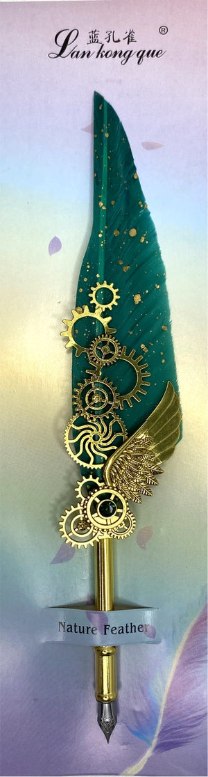 FeatherCalligraphyPenwithSmallStone-Multicolour