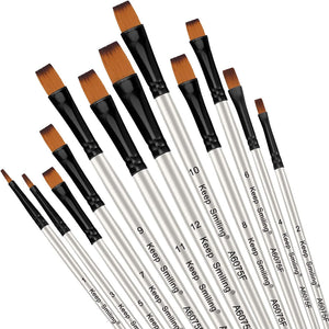KeepSmilingProfessionalFlatTipPaintBrushPackOf12