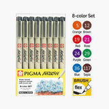 SakuraPigmaColorBrushPenSetOf8Piece2