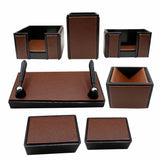 Senator Rexine Leather Desk Organizer 7pcs Set #20(Brown)