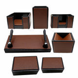 Senator Rexine Leather Desk Organizer 7pcs Set #20(Brown)