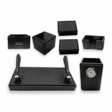 SenatorRexineLeatherOfficeDeskOrganizer7pcsSetWithWatch_20_Black