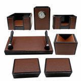 SenatorRexineLeatherOfficeDeskOrganizer7pcsSetWithWatch_20_Brown_-2