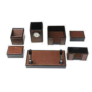SenatorRexineLeatherOfficeDeskOrganizer7pcsSetWithWatch_20_Brown