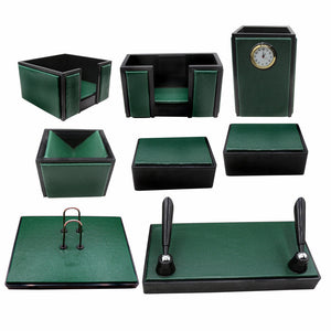 SenatorRexineLeatherOfficeDeskOrganizer8pcsSetWithWatch_20_Green