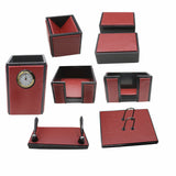 SenatorRexineLeatherOfficeDeskOrganizer8pcsSetWithWatch_20_Mahroon_-2
