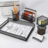 Table Set Metal Mesh Desk Organizer