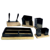 Wooden Metal Mesh Office Table Set 5 Pc